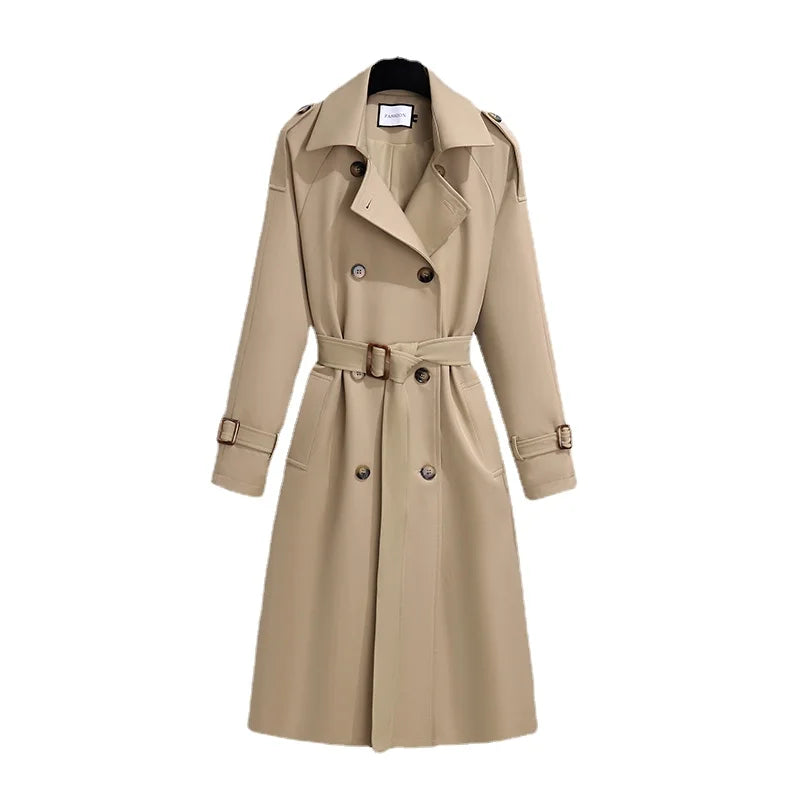 Boutique Wholesale 2026 New Korean Edition Waist Collection Classic Fashion Mid Length Women's Trench Coats