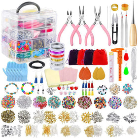 CA 2880Pcs 4 Layer Jump Rings & Split Rings Beading Wire Jewelry Making Kit Supplies Box for Bracelets Necklace Earrings