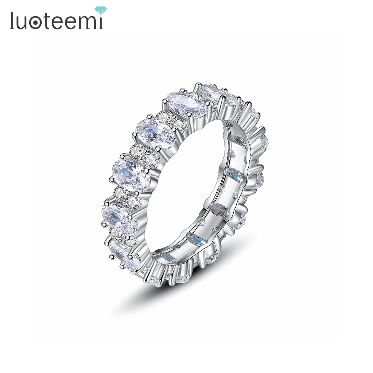 LUOTEEMI Fashion Copper Jewelry Charm Trending 2026 Popular Zircone Elegant Zircon Ring With Stone for Woman MegaBDM