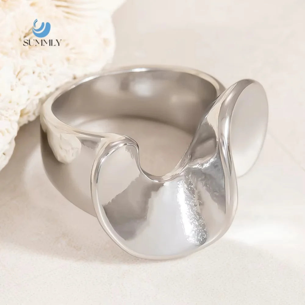 SUMMLY Trend Wholesale Stainless Steel Personalities Ring Simple Geometric Creative Jewelry Manufacturer