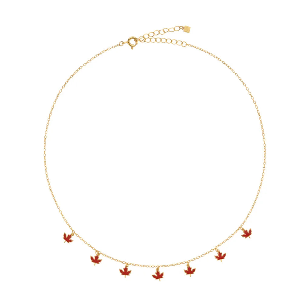 Minimalist Maple Leaf Women's Necklaces 18K Plated Gold Necklace S925 Silver Necklace