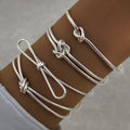 4Pcs/Set Fashion New Design Silver Color Bowknot Open Bracelet 4 Pieces Set for Women Jewelry Wholesale