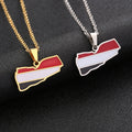 Enameled Yemen Map Chain Necklaces Stainless Steel 18K Gold Plated Enamel Yemen National Flag Map Pendant Necklace
