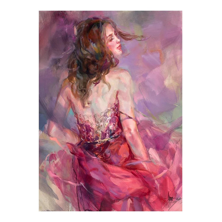 Ever Moment Diamond Paint Art Full Square Violin Graceful Girl Mosaic Making Picture Painting DIY Handmade Room Decor 4Y2050