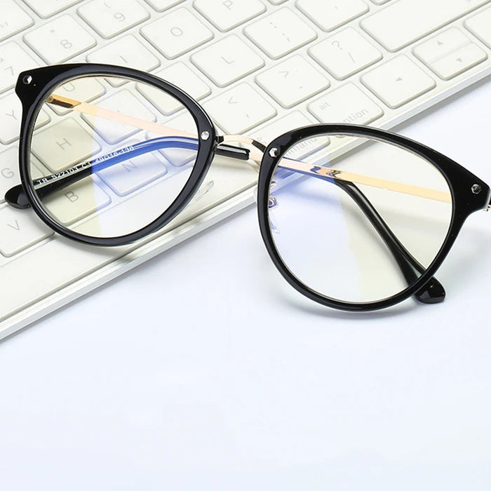 New Arrival Retro Round Optical Frames TR90 Acetate Front Metal Temple Anti Blue Light Blocking Glasses for Unisex Daily Life