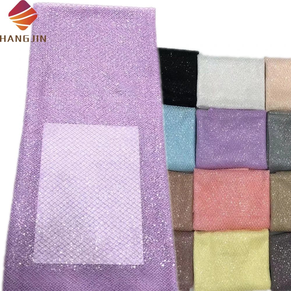 French Tulle Lace Sparkle Sequin Embroidery Fabric Nigerian Net Lace Fabric with Sequins for Party Evening Dress