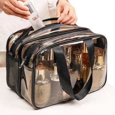 Dry Wet Separation Washing Storage Bag Double Transparent PVC Cosmetic Bag Large Capacity Fitness Bath Wholesale Toiletries Bag