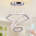 Modern Crystal 3-Rings Polygon LED Pendant Light Indoor Ceiling Chandelier for Bedroom & Living Room Decor Hotel Lighting