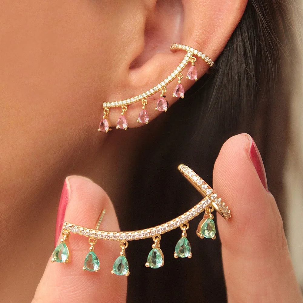 Jewelry Fashion Crystal Rhinestone Earrings for Women 2021 Korean Long Crystal Designer Earrings Popular Brands