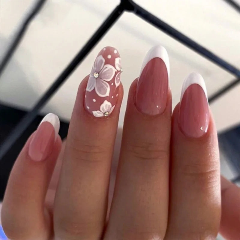 Medium Almond Press on Nails Leaf False Nails Wholesale Press on Nails for Women