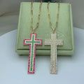Exquisite Zircon Large Cross Pendant Necklace for Women Jewelry Gifts