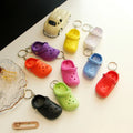 Wholesale 3D Mini  Keychain Ball-Shaped EVA Plastic Foam Beach Hole Sandal Slipper Decorative Shoe Keychain