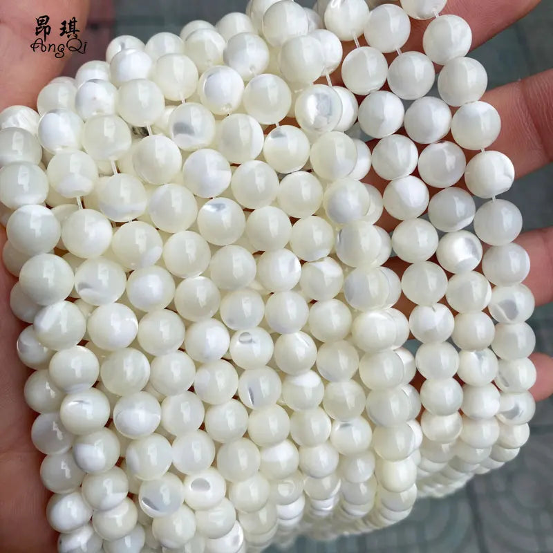 Wholesale Natural White Trochus Sea Shell Beads Strand 2-12mm Round Loose Bulk Mother of Pearl Beads for Jewelry Making