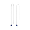 Fine Simple Jewelry 925 Sterling Silver Long Tassel Round Zircon Drop Earrings