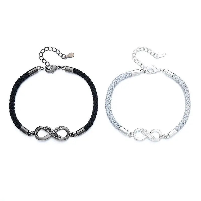 2 Pcs/set Men Women Couple Bracelet for Him & Her Chain Bracelets for Best Friend 8-shaped Couple Creative Woven Bracelet