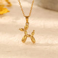 NS1285 Chic Dainty Tarnish Free 18k Gold Plated Stainless Steel Balloon Puppy Dog Temperament Necklace for Women Ladies
