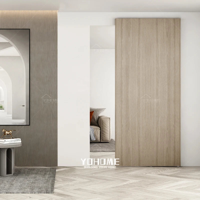 American Popular Style Interior Solid Wood Sliding Door Ghost Slide Door Timber Ghost Interior Magic Sliding Wood Doors