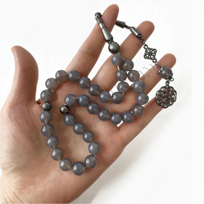 High Grade 10mm Stainless Steel Silver Plated Religious Islamic Allah Rosary Tasbih Prayer Beads Sibha Muslim Rosary 33Pcs
