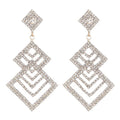 Ziming Customized Luxury Square Shape Rhinestone Earrings Fraigle Bridal Earrings Clear Crystal Rhinestone Wedding Earrings