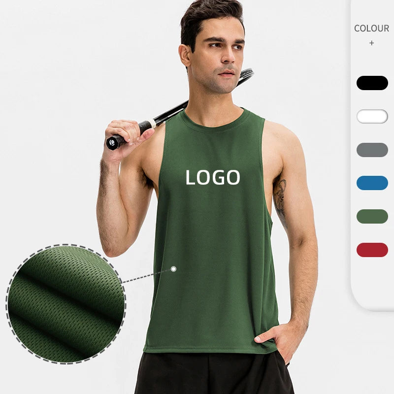 New Custom Logo Loose Casual Sleeveless Shirt Sweat-Wicking Men's Gym Tank Top Anti-Pilling Workout Running Sports Wear Clothes