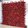 Wholesale Floral 3D Artificial Rose Flower Wall for Hotel Red Flower Wall for Wedding Decor Silk Panel Flowers