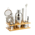 Factory Direct 10pcs Stainless Steel Bartender Kit Bamboo Stand Hot Selling Custom Logo Cocktail Shaker Set for Home