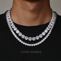 Luster Superb Fine Jewelry 925 Sterling Silver D White Round 6/8/12mm Moissanite Tennis Chain Necklace With GRA Certificate