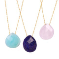 Elegant Personality Fashion Trendy Natural Stone Stainless Steel Gold Plated Pendant Necklace