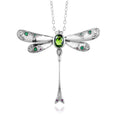 Luxury Fashion Women 925 Sterling Silver Dragonfly Pendants Necklace Peridot Hip Hop Solid Silver Pendant Fine Jewelry
