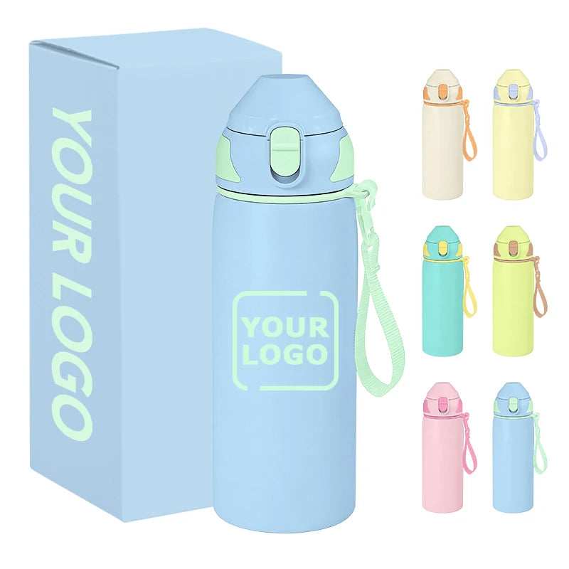 Custom 304 Stainless Steel Double-Wall  Insulated Water Bottle 400ml 600ml Kids Thermo Water Bottle