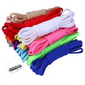 No Tie Shoelaces Round Elastic Shoe Laces for Kids and Adult Sneakers Shoelaces Quick Easy Lock Shoelaces Metal Capsule Buckle