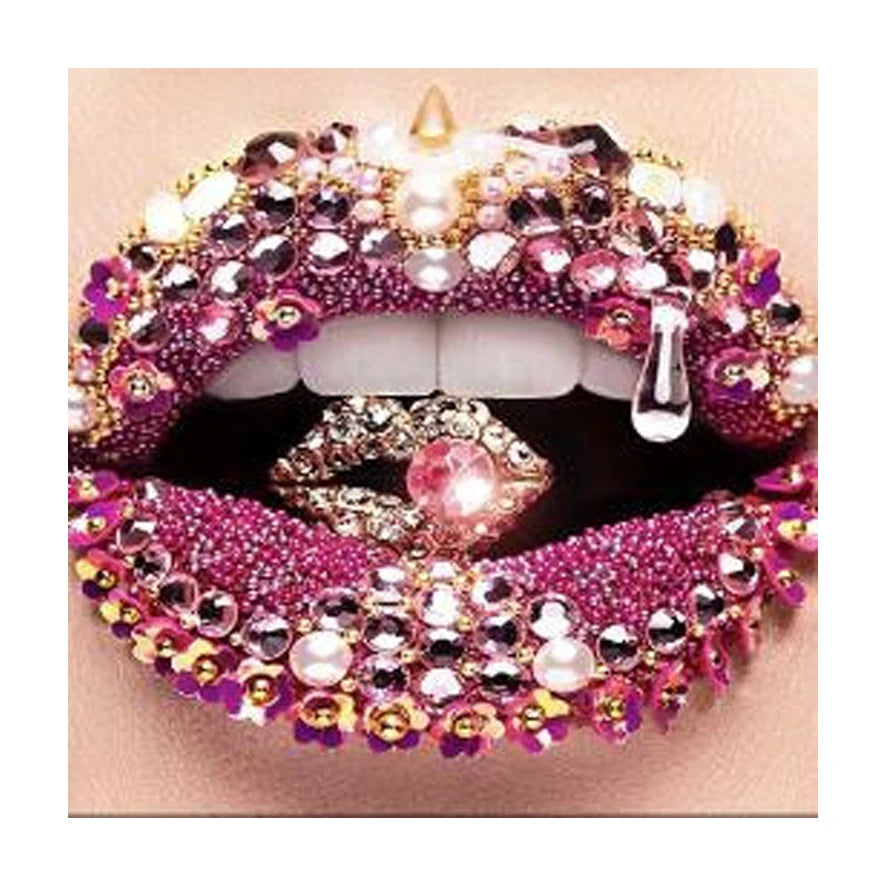 5D DIY Diamond Painting Cross Stitch Full Square Diamond Embroidery Pearl Lips Wall Home Decor Gifts Kits