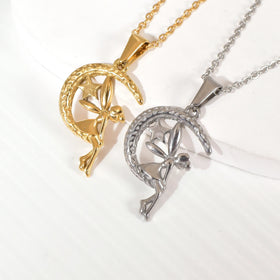 2024 New Trendy Girl Dainty Unique Necklace Gold Star and Moon Zircon Pendant Necklace Fairy Necklace for Women