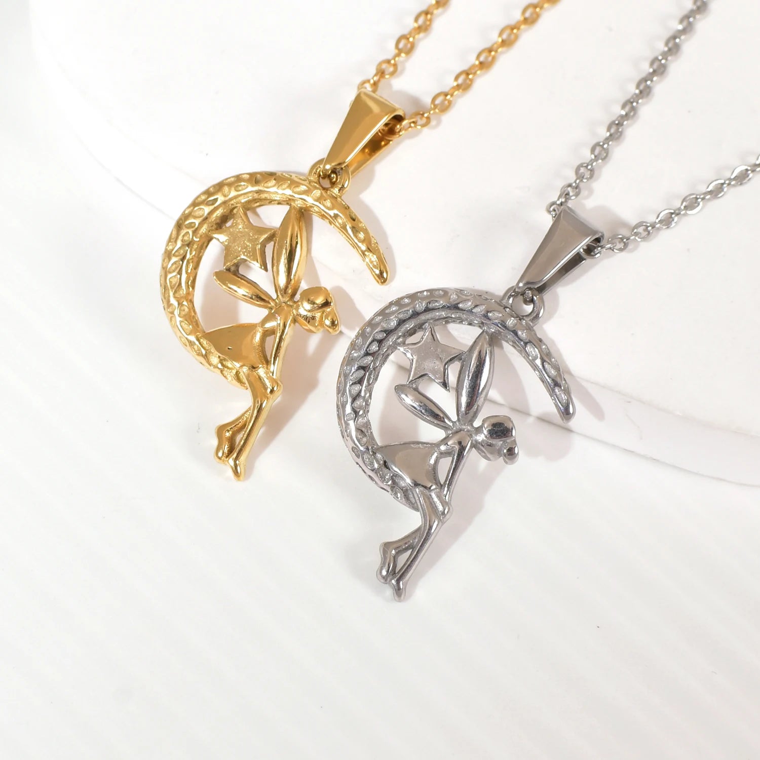 2024 New Trendy Girl Dainty Unique Necklace Gold Star and Moon Zircon Pendant Necklace Fairy Necklace for Women