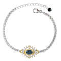 Brilliant Rhodium Plated Sterling Silver 925 Jewellery Natural London Blue Topaz Bracelet for Women Fine Bracelets