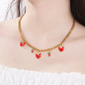 New Trendy Stainless Steel Summer Jewelry for Women Gold Fruit Cherry Strawberry Pineapple Sapphire Inoxidable Pulseras