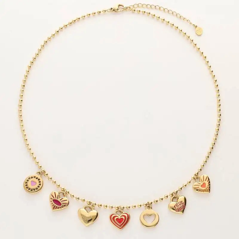 New Arrival Colorful Pendant Necklace Stainless Steel DIY Pendant Charms Plated 18K Gold Heart Necklace For Women