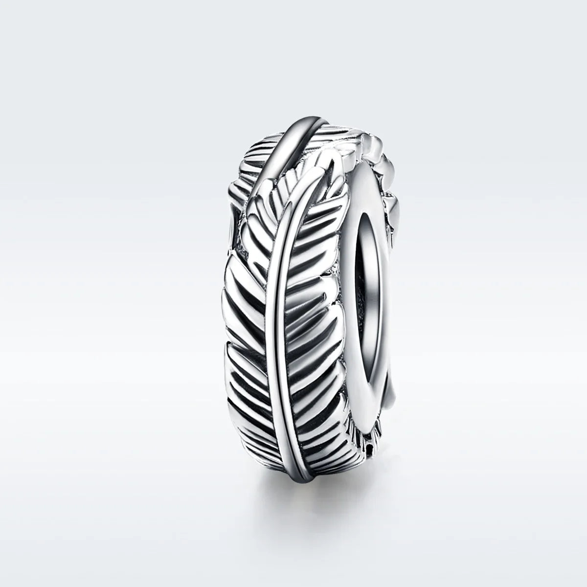 Hot Sales Bohemia Feather Spacer Stopper 925 Sterling Silver Vintage Beads Cute Charm Pendants for Women's Bracelet