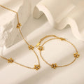 ODM Stainless Steel Flower Rhinestone Necklace Women's Autumn and Winter Luxury Daisy Bracelet Titanium Steel Jewelry Set