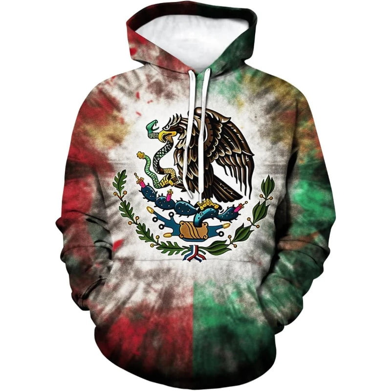 Fitspi Wholesale Mexican Flag Hoodies Mexico Eagle Sweatshirt Pullover With Pocket
