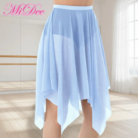MiDee Handkerchief Hem Ballet Dance Skirt for Women Adults Elastic Waist Without Briefs for Stage Performance & Studio Training