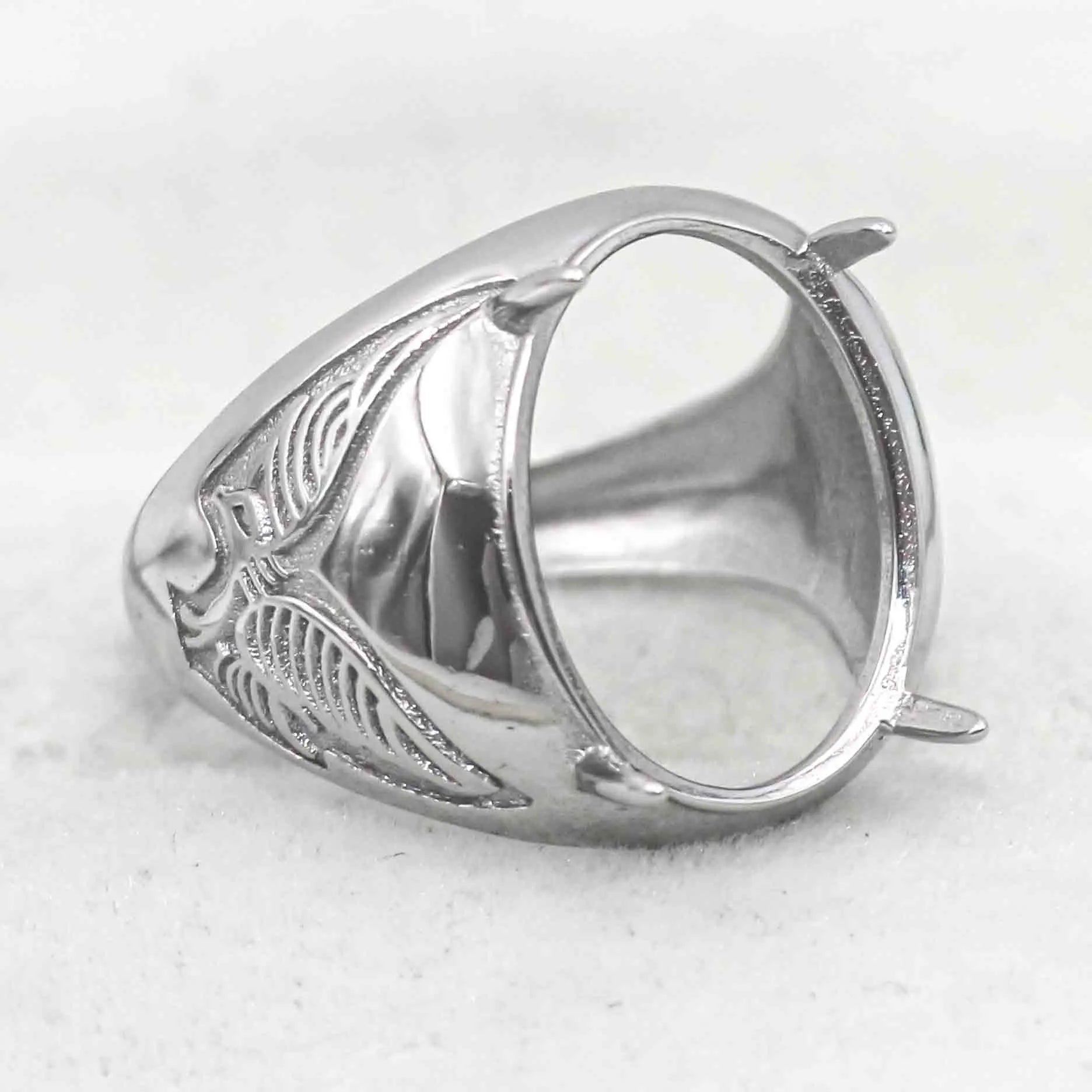 Sterling Silver 13*16mm Semi Mount Men's Ring Frame Empty Blank Claw Setting S925 Base Holder Without Center Stone for DIY Inlay