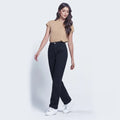 Spring and Autumn High Waist Jeans  Straight Tube  Wide Leg Black Jeans