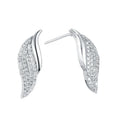 New Trendy 925 Sterling Silver Wing Stud Earrings Dainty Diamond Ear Jewelry Gold Featuring Zircon for Wedding Party Great Gift