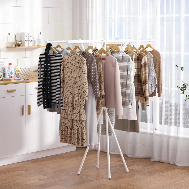 X Type Household Indoor Foldable Detachable Single-Tier Cloth Drying Stand Space-Saving Clothes Rack Kitchen Wardrobe Bathroom