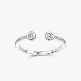 Ailmay Real 925 Sterling Silver Trendy Round AAAAA CZ Adjustable Finger Rings for Women Engagement Anniversary Fine Jewelry Gift