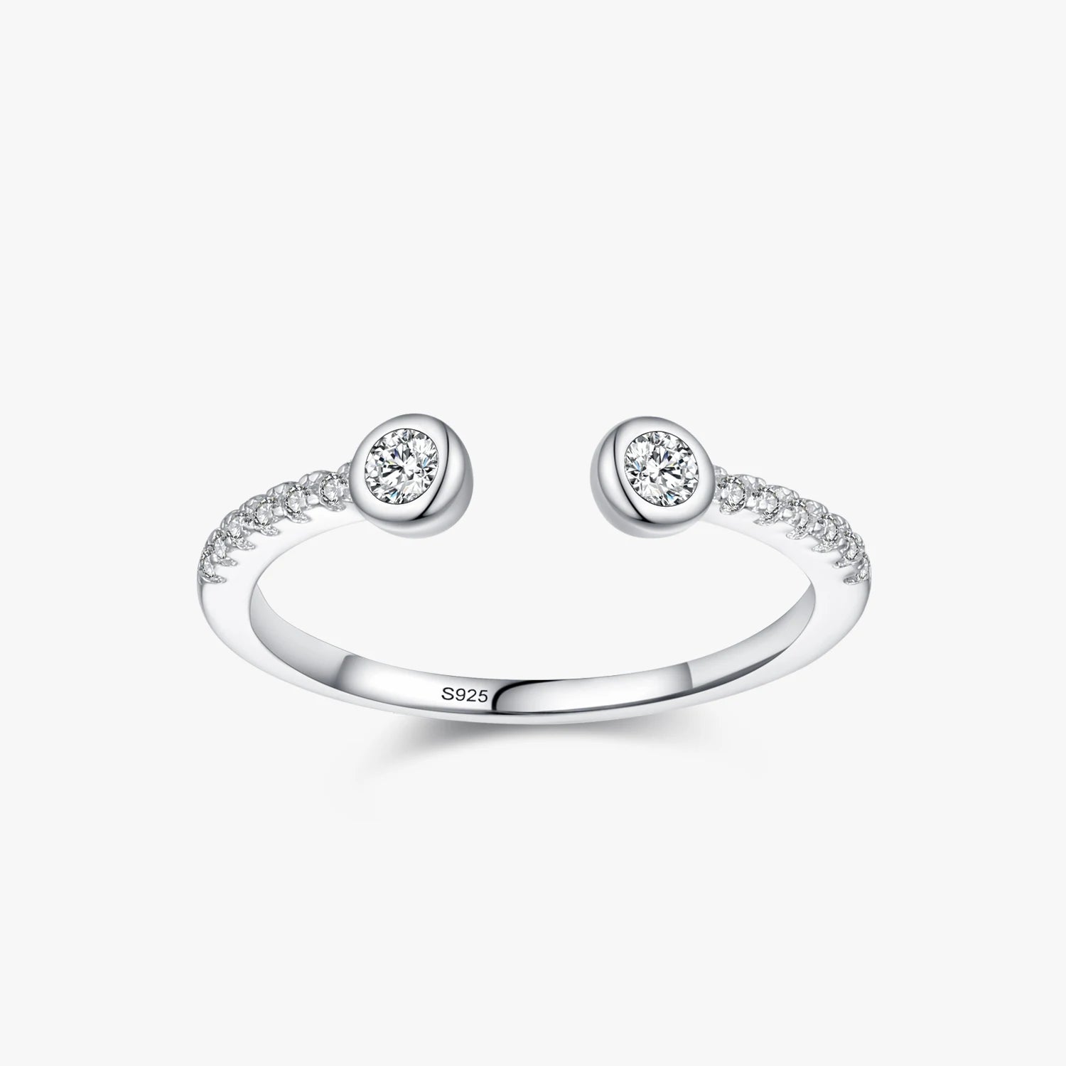 Ailmay Real 925 Sterling Silver Trendy Round AAAAA CZ Adjustable Finger Rings for Women Engagement Anniversary Fine Jewelry Gift