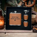 Personalized Custom Premium Gifts 6oz/7oz Laserable Leatherette Men Hip Flask Groomsman Flask Gift Set with Cups and Funnel