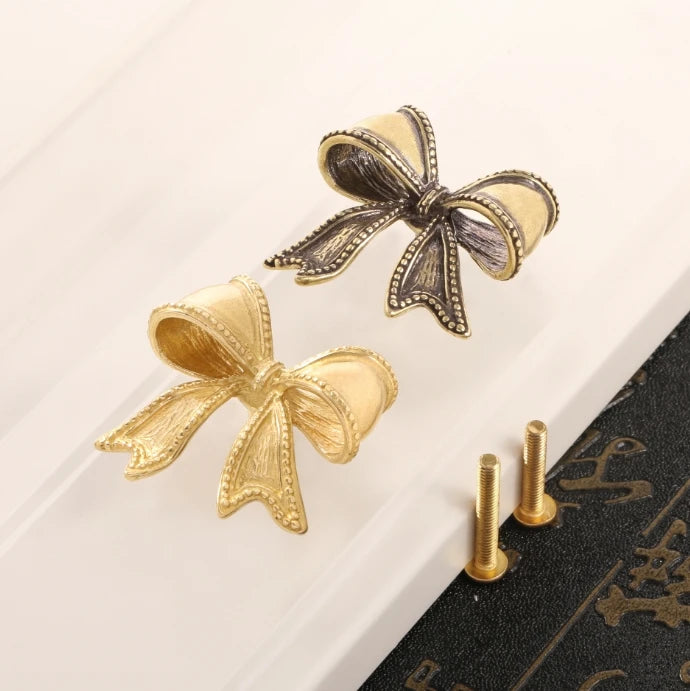 Bow Brass Door Handle Bedroom Wardrobe Study Drawer Brass Handle