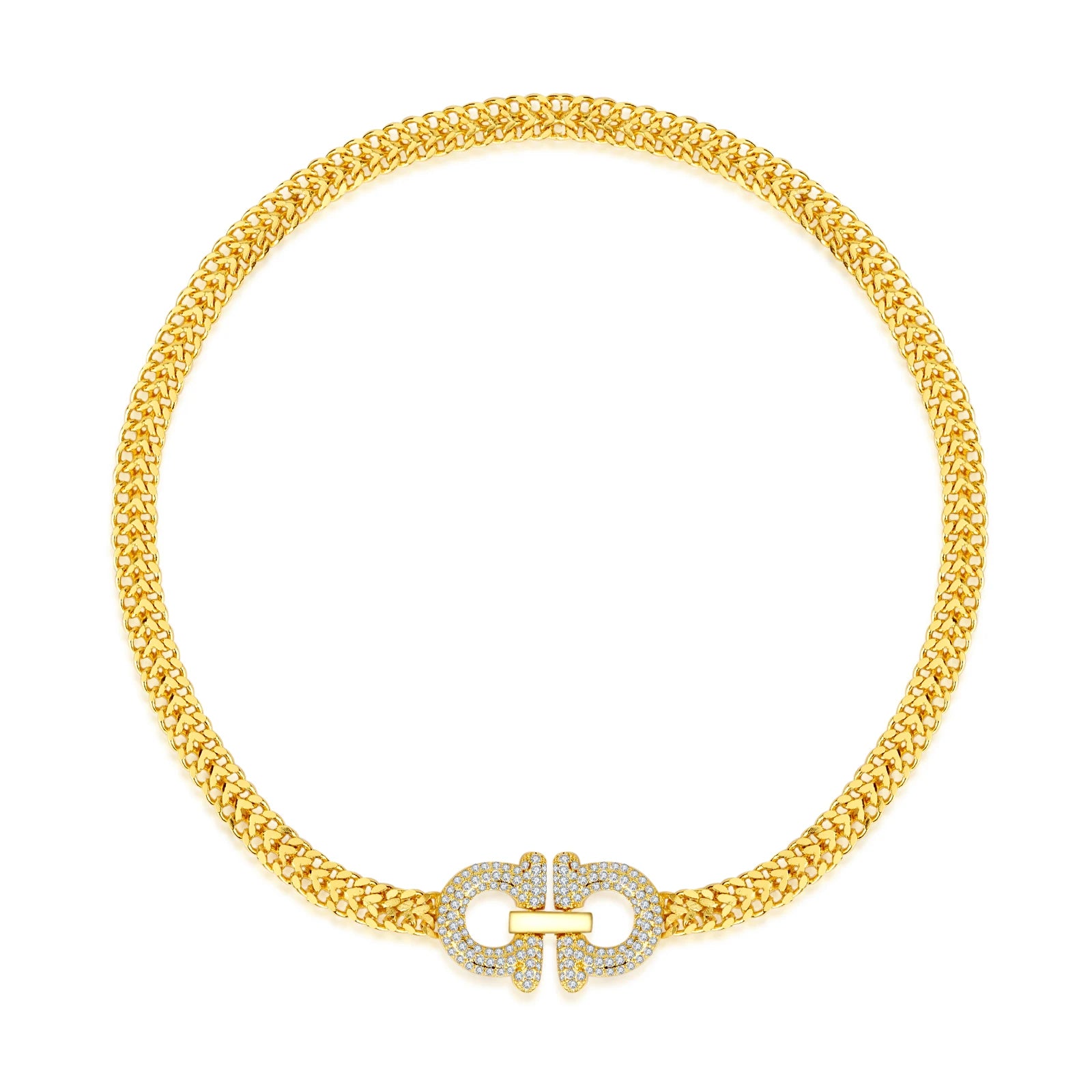 Fashion Jewelry Women's 18K Gold-plated Zircon Necklace Simple High-end Light Luxury Cross Chain Wedding Anniversary Gift
